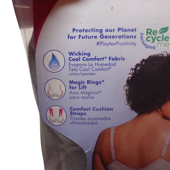 Playtex 18 Hour Ultimate Lift & Support Wireless Full Coverage Bra Sz 36C Gray - Picture 10 of 10